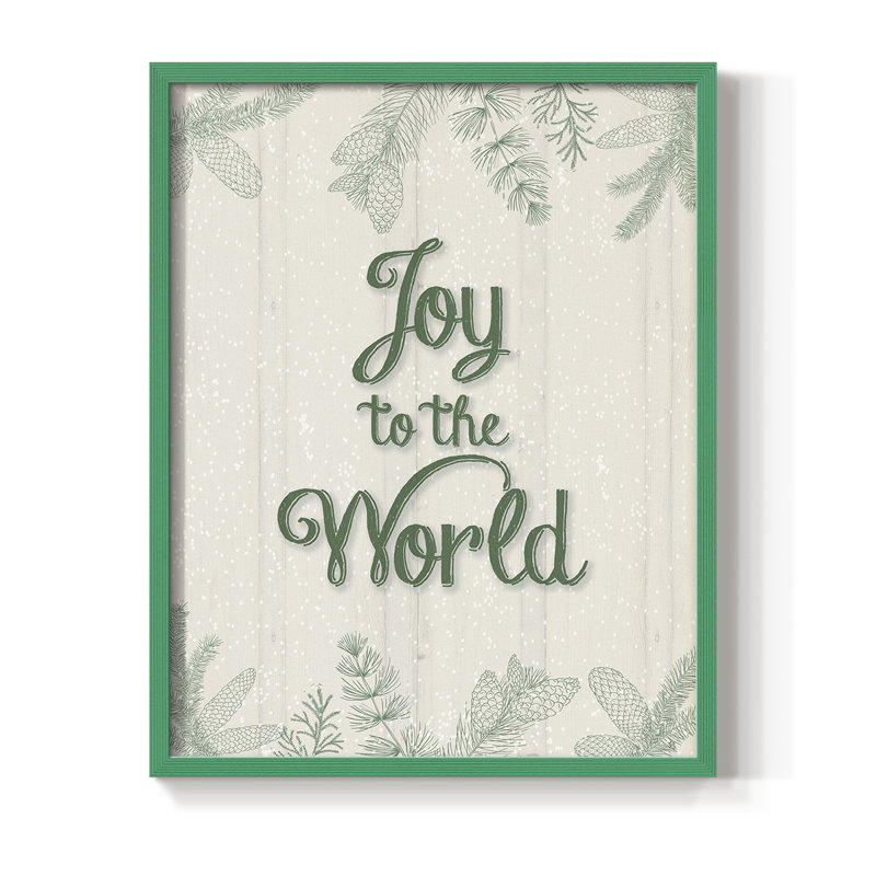 «Joy to the World», reproduction encadrée - bois massif, H 15 po x l 12 po, Vert