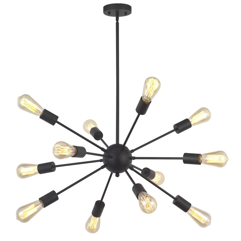 Lustre en forme de sphère Spoutnik à 12 lumières, Noir