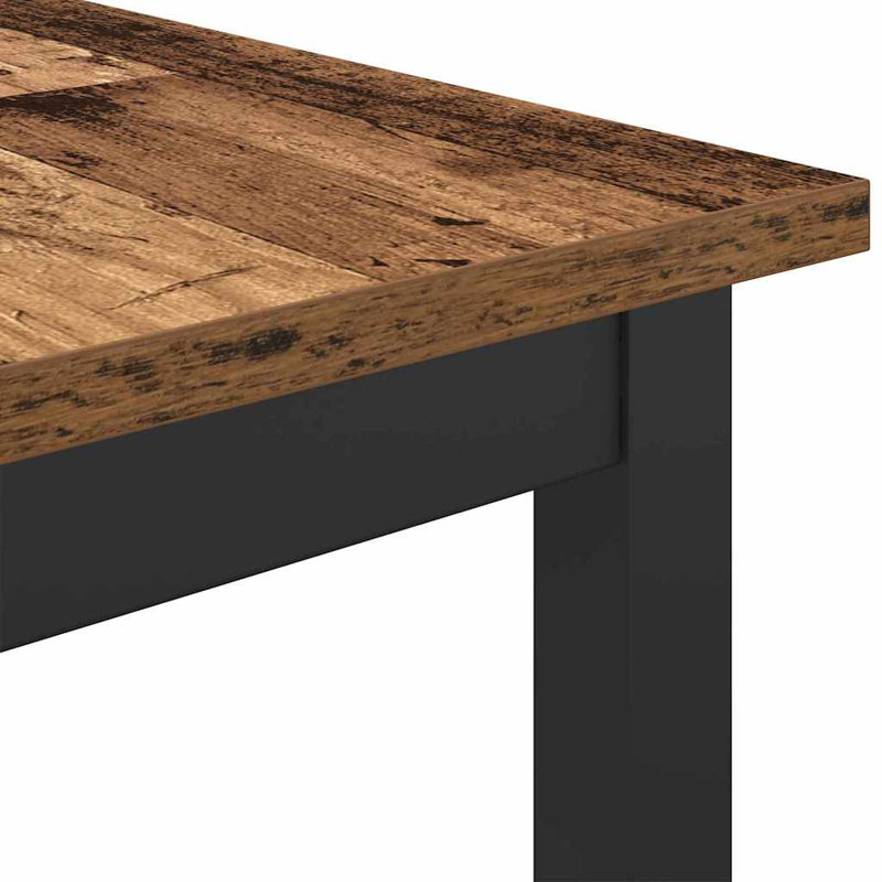 Metal Base Dining Table, 90.5cm H x 100cm W x 50cm D, Old Wood