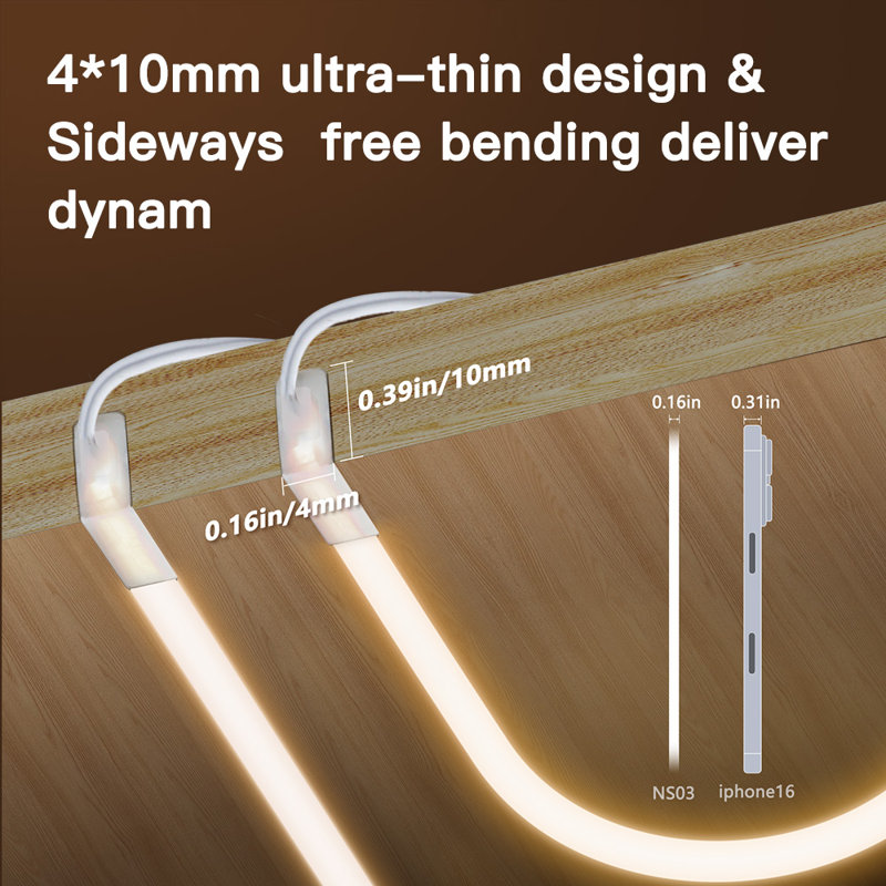 Vst Ns03 Neon Rope Light 8Mm Ultra-Slim Led Strip - 12V 9.6W/M, Cct 2700K-5000K Tunable