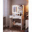 Dressing Table with LED Light, 2 Sockets and 2 USB Ports Dressing Table with 2 Drawers and 4 Open Shelves, Storage Organiser Compartment, Suitable for Bedroom, Living room, White 