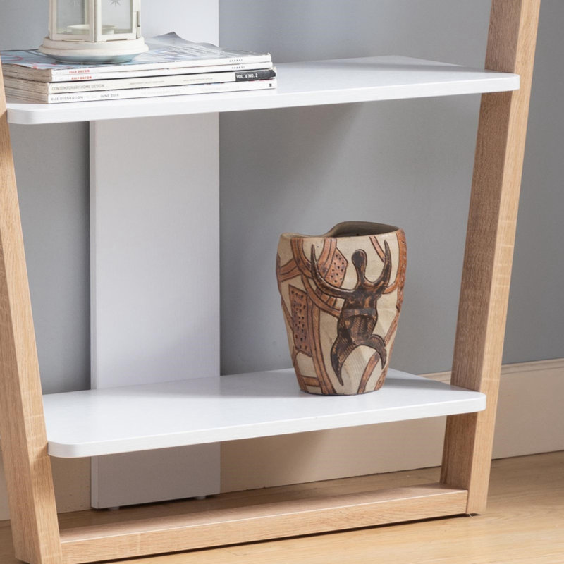 Contemporary Console Table With Three Open Shelves - Black & Grey, White/Light Brown
