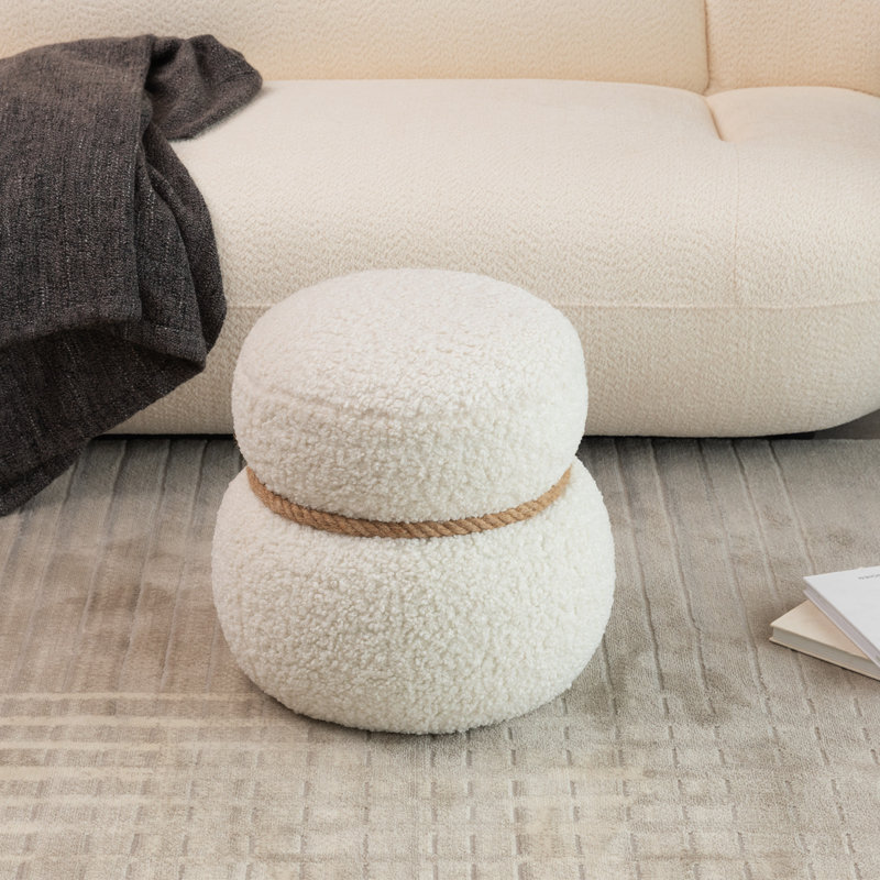 Tabouret bonhomme de neige, coussin moelleux Greig, ludique et mignon, adapté à tout espace, Blanc