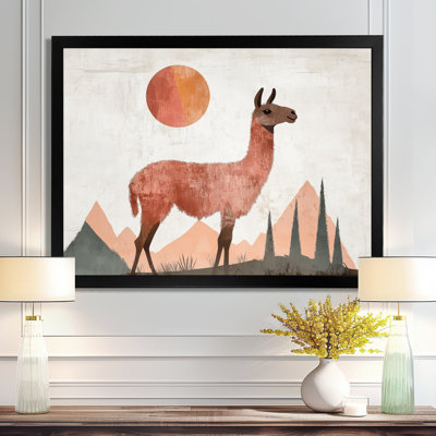 Colline des Andes ensoleillée - Impression sur toile encadrée avec un lama