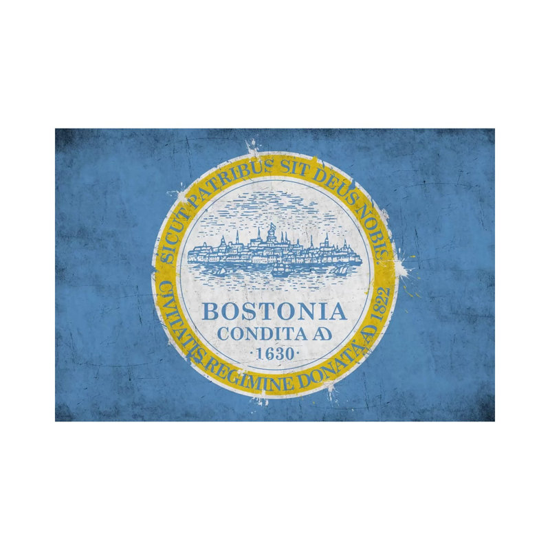 Bostonmassachusetts Flag 1 Piece Wrapped Canvas Wall Art, 20.32 cm H x 30.48 cm W