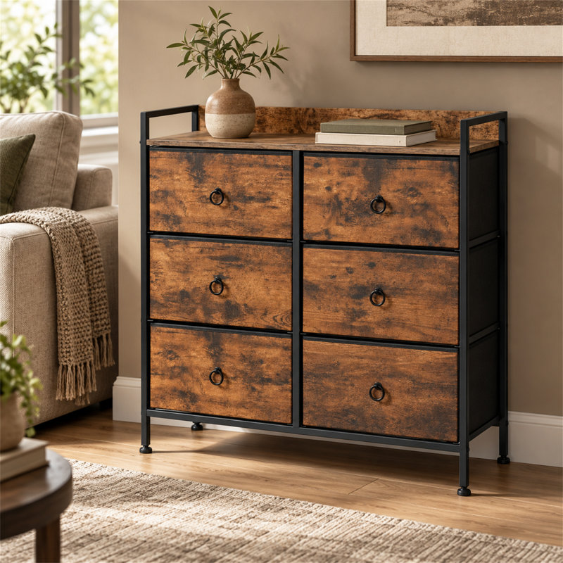 6 Drawer Storage Drawer, Brown
