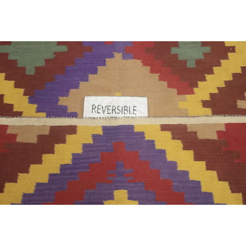 Tapis carré carré à motif géométrique kilim 6 x 6