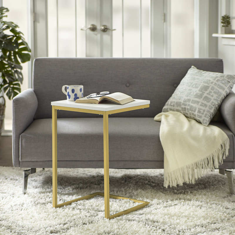 Table de bout en C Raymundo, Blanc / or
