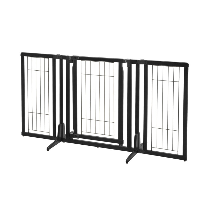 Barrière autoportante pour animaux avec porte premium plus, Noir