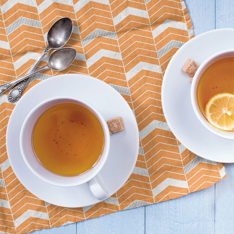 Stephenie Tea Towel Kitchen Towel, Orange/Gray, Cotton Twill