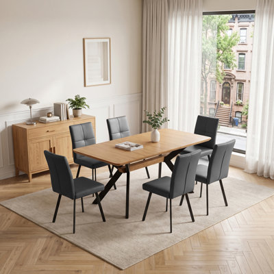 Ensemble de table de salle à manger extensible 7 pièces Kosinski avec 6 chaises modernes