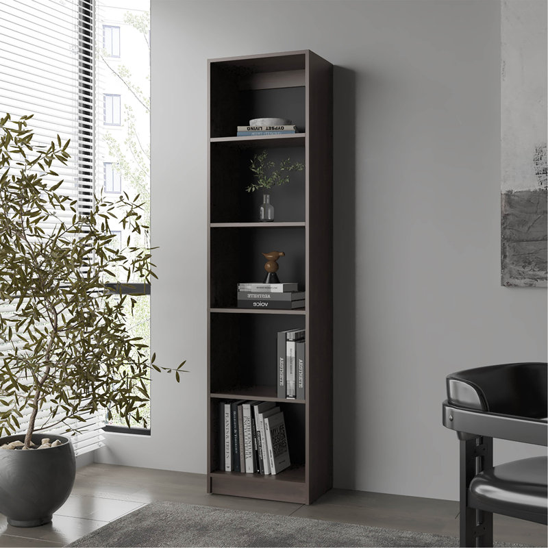 Bibliothèque avec rangement ouvert et 5 tablettes, H 71,7 po x l 17,8 po x P 11,8 po