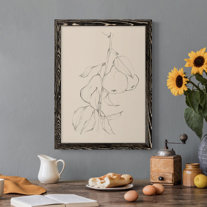 Fruit Contour Study II - peinture sur toile encadrée, H 24 po x l 20 po x P 1 po, Noir