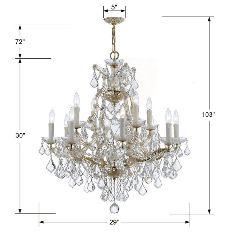 Weekes 13 - Light Glass Dimmable Classic / Traditional Chandelier, Polished Chrome, Swarovski Spectra