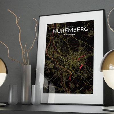 Nuremberg City Map In Contrast - No Frame Print