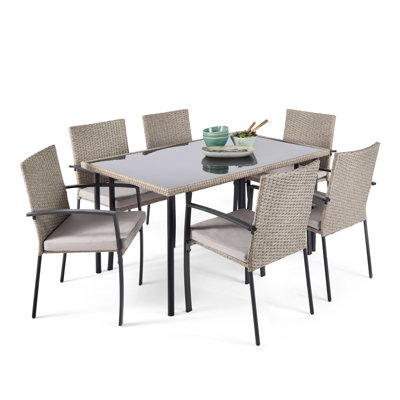 Alba 6 - Person Patio Dining Set with Rectangular Table
