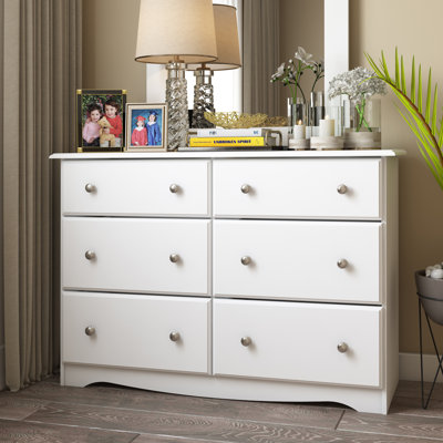Commode double 100% bois massif 6 tiroirs avec boutons en métal