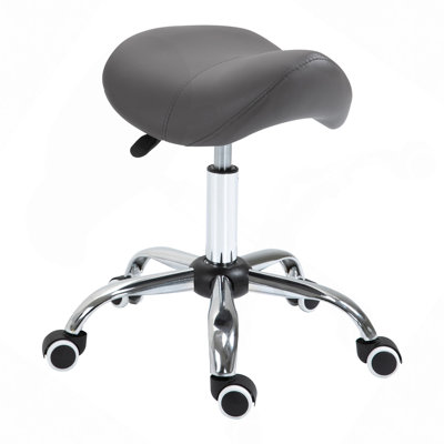Rolling Saddle Stool PU Leather Hydraulic Spa Stool Height Adjustable Swivel Drafting Medical Salon Chair
