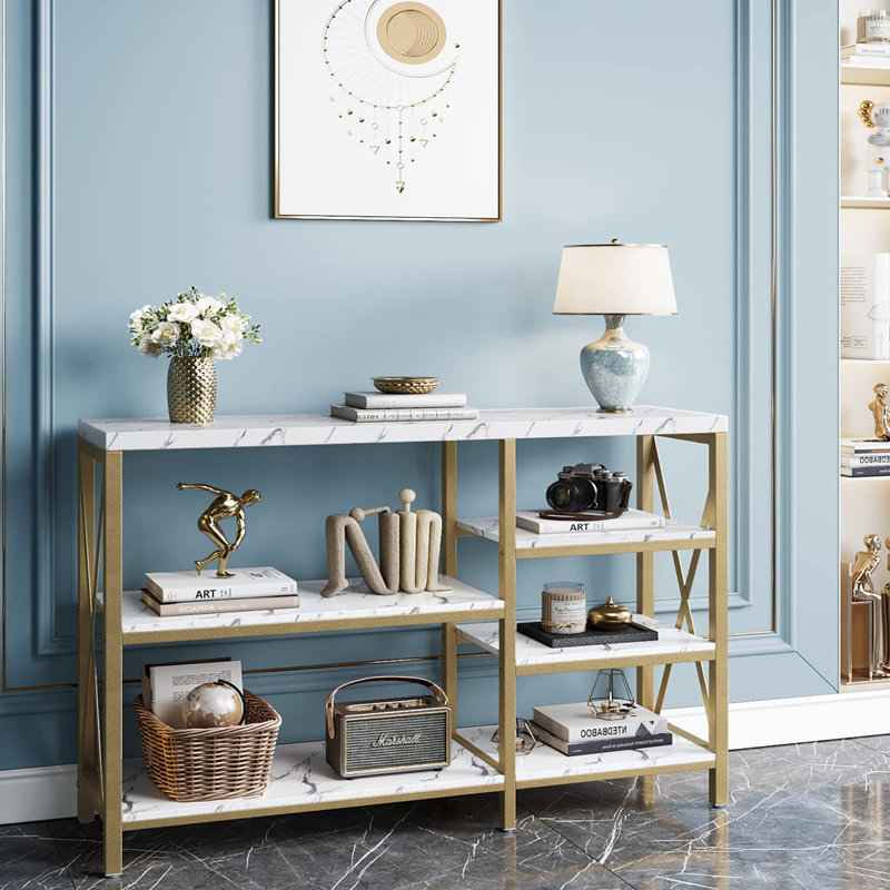 Console 39,4 po Chateaux, Or/blanc