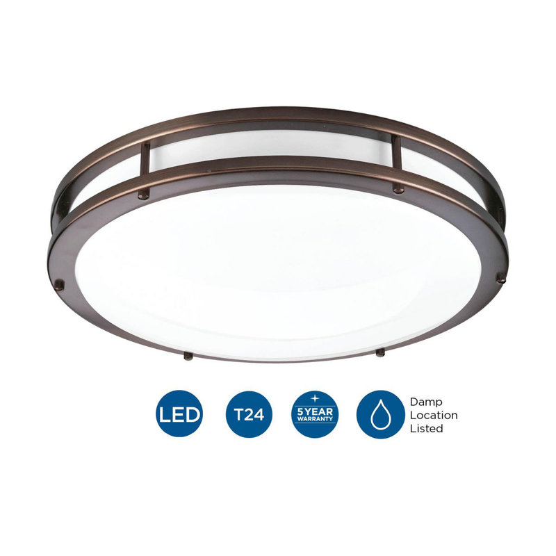 Plafonnier encastré circulaire 1 lumière, H 4,5 po x l 17,625 po, Bronze urbain