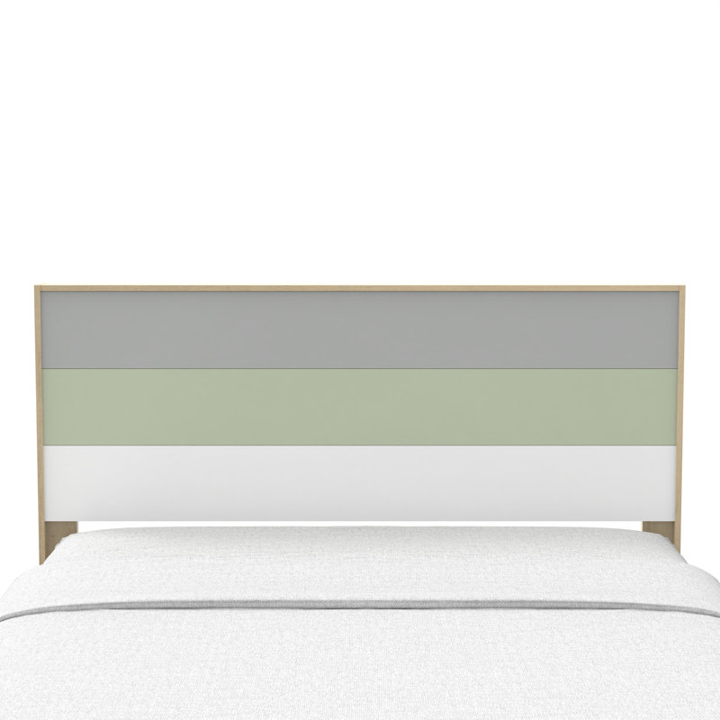 Allyannah Levison Platform Bed With Headboard, Queen, Oslo Oak/Cool Gray/Sage Green/White