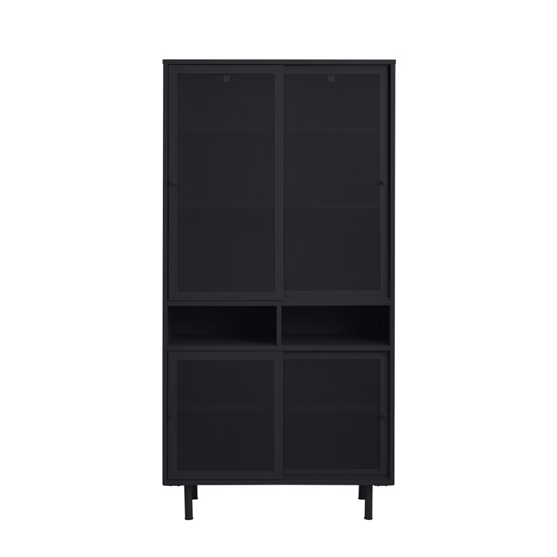 Galata 180cm H x 90cm W Metal Book Cabinet Bookcase, Black