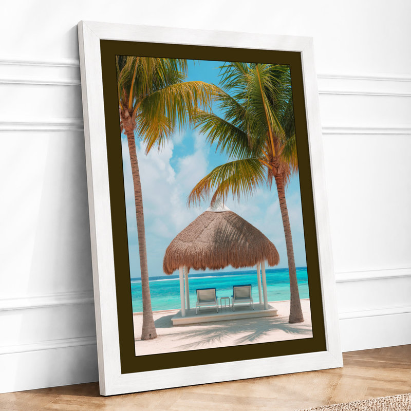 Tropical Pavilion Coastal - Framed Print, A3 - 42.0 x 29.7 cm, White