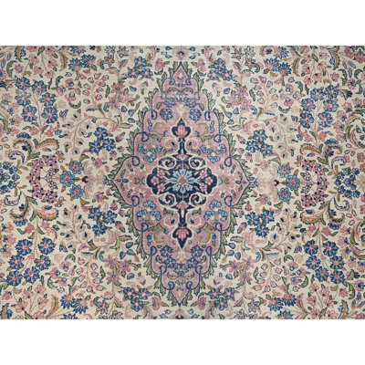 Tapis floral 11 pi 9 po x 23 pi blanc, persan rétro Kerman, bon état, propre et doux, uniforme, long et étroit, 100% laine, noué à la main, très grand, très grand tapis oriental