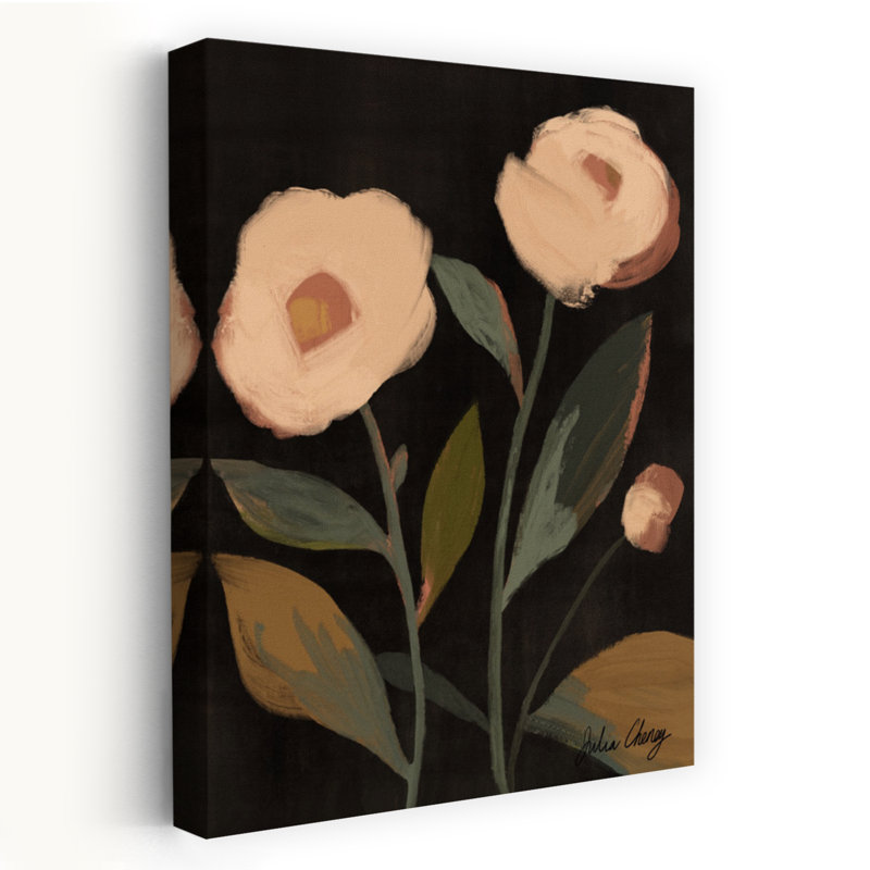 "Floral II", art floral abstrait et minimaliste, H 18 po x l 12 po