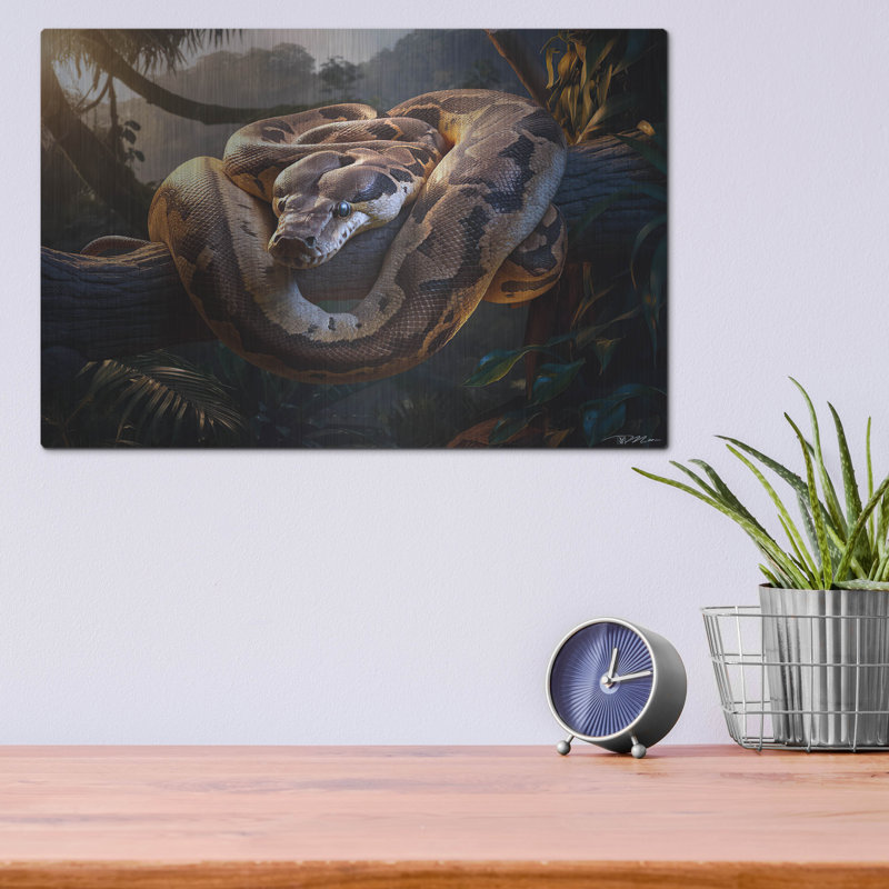 Art mural en métal «Python In The Jungle» par Momart, H 12 po x l 16 po