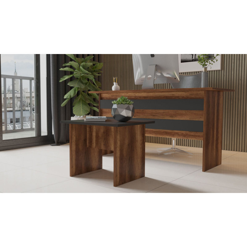 Modern Coffee Table, Walnut & Anthracite, 23.6 x 18.2 x 19.3 inches | 100% Melamine Coated Particle Board, Thickness: 0.7 inches | Stylish Design for Living Room, Durable & Easy to Clean Surface