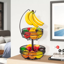 Seville Classics Fruit Tree with Banana Hook and Large Bamboo Bowl