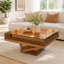 Table basse à 3 niveaux avec miroir en diamant concassé-397357960
