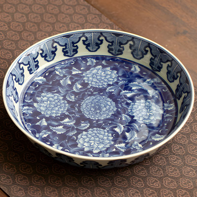 Support à casserole à boules brodé bleu et blanc - Porte-plateau en céramique fait à la main, un choix élégant pour l'art du thé