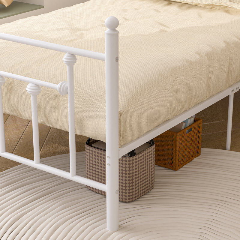 Single Double Size Bed Frame, Metal Platform Beds with Headboard and Footboard, Steel Slat Support, No Box Spring Needed, Easy Assembly