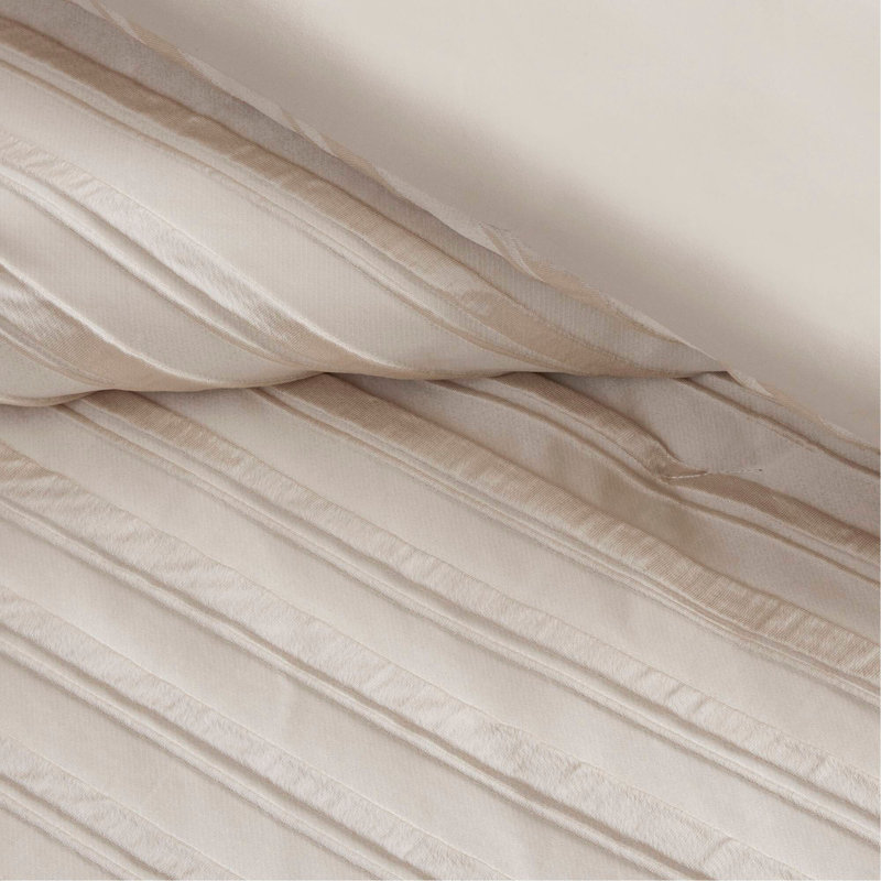 Ensemble d'édredon pour grand lit 7 pièces, Beige Striped