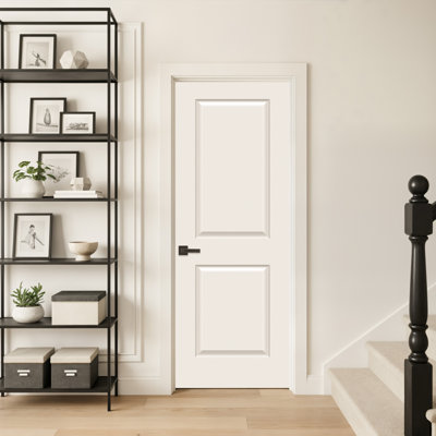 (With Lockset And Hinge Holes) Predrilled Primed 2-panel Hollow Wood Interior Mold Standard Door
