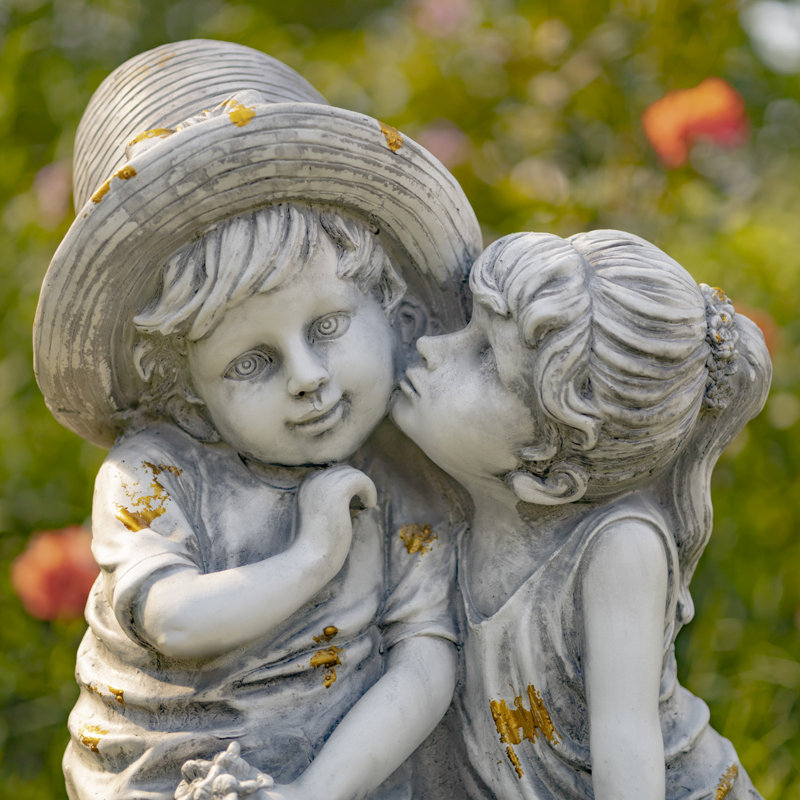 Statue garçon et fille Sweet Country, gris