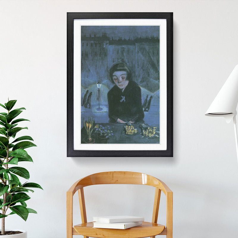 Tired Flower Girl by Walter Gramatte - Picture Frame Painting, Black, 65cm H x 48cm W x 2cm D