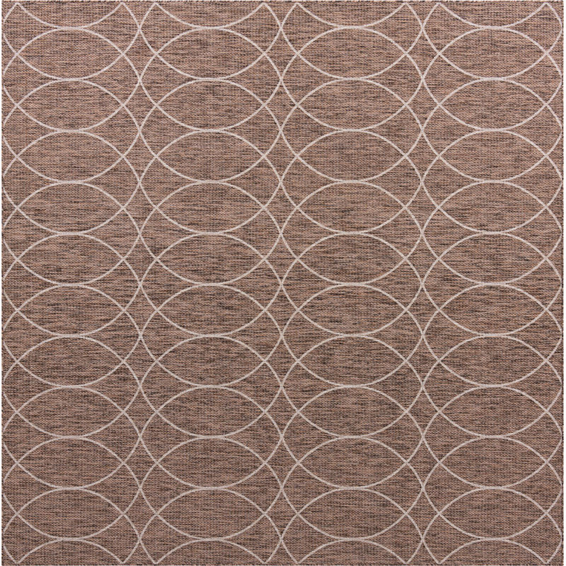 Tapis intérieur / extérieur géométrique brun, Carré 10 pi