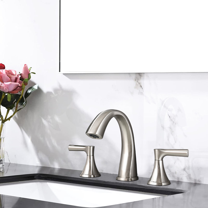 Robinet de meuble-lavabo à deux poignées avec 3 trous et nickel brossé - mise à niveau facile, contrôle précis du volume, eau