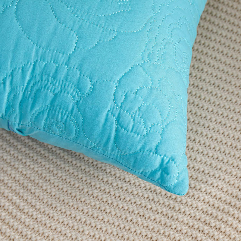 Housses de coussin matelassées à motif floral (ensemble de 2), Bleu, H 24 po x l 24 po