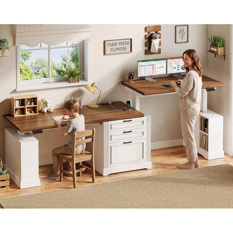 Bureau d'ordinateur 98,4 po Cataleta, Blanc / blanc