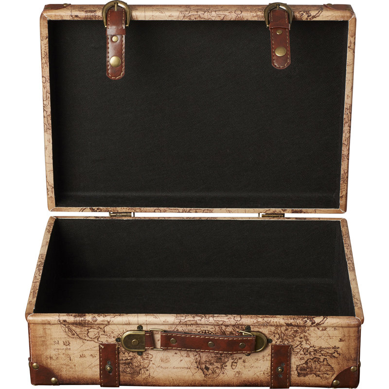 Ensemble de coffre 2 pièces style rétro en cuir old world map Prem