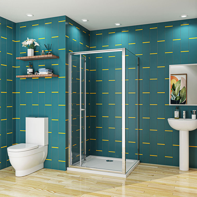 Ninad 800x1900mm Framed Bifold Shower Door+700x1900mm Side Panel