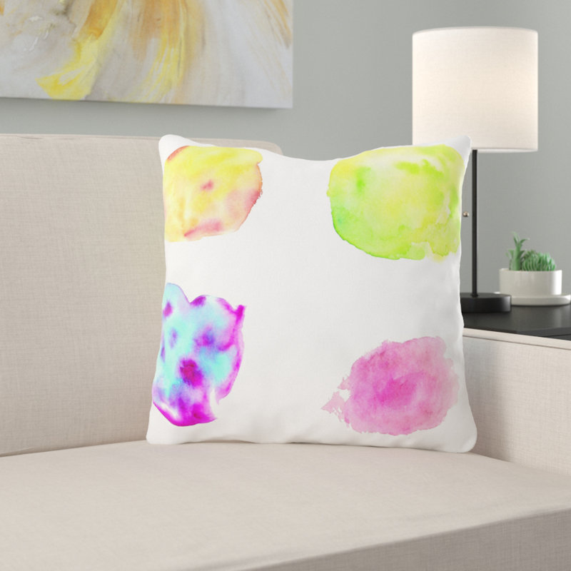 Coussin décoratif aquarelle Larocca, Microsuède, Intérieur