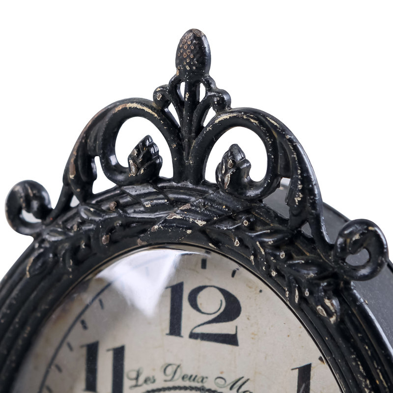 Meyonne Analog Quartz Movement / Crystal Tabletop Clock in Rustic Black