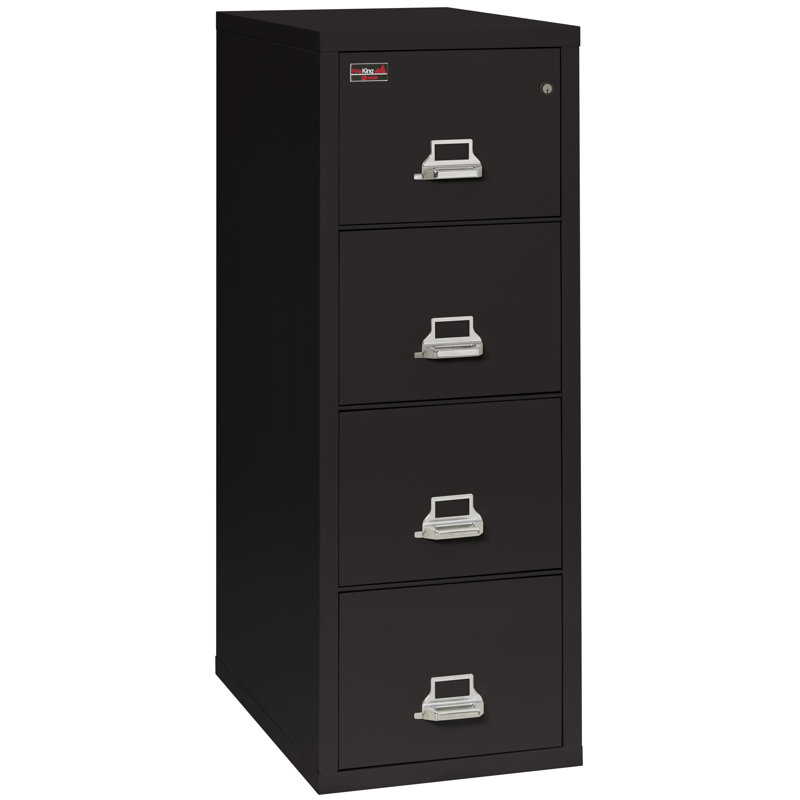 4 - Drawer File Cabinet, Key Lock, Black