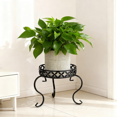 Set Of 2 Heavy-Duty Rustproof Iron Flower Pot Holder With Modern Tripod Base For Indoor And Outdoor Home And Garden Decor by Arlmont & Co.