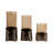 Modern Tinted Glass Candle Holder with Metal Wraparound Accent - Decorative Pillar Candlestick Holder for Tabletop Home Decor - Brown-1001270328
